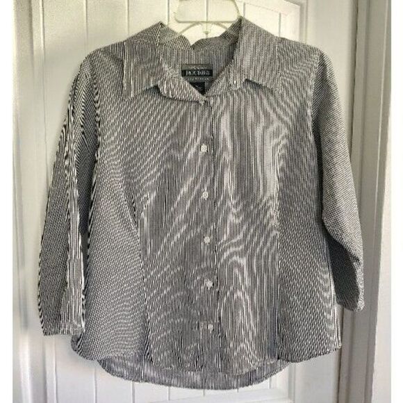 ROCKIES Black White Checkered 3/4 Sleeve Button Down Top Women’s Size XL - Picture 1 of 6